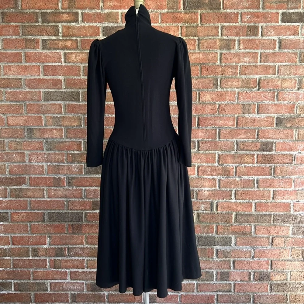 Vintage Go Vicki! Black Long Sleeve Drop Waist Dress size 4 - Picture 5 of 9